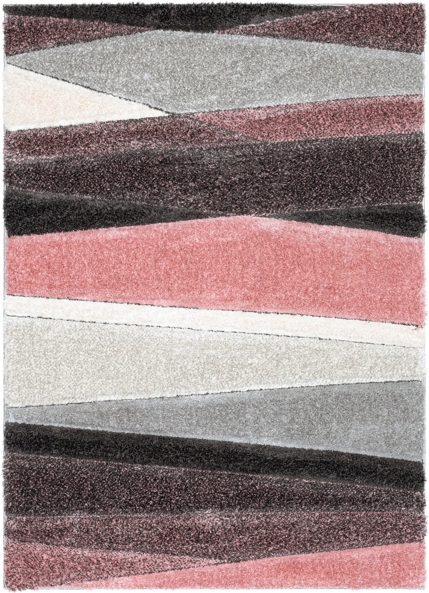 Apallo Modern Geometric Blush 3D Textured Thick & Soft Shag Rug