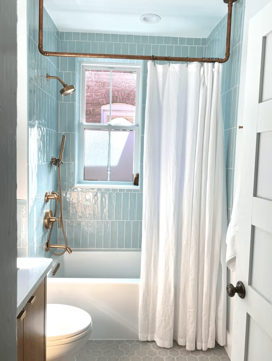 Waterproof Linen Shower Curtain – Simple Linen Bathroom Panel with Waterproof Lining – Custom Color: Gray, White, Black – 80", 90", and 96" Height