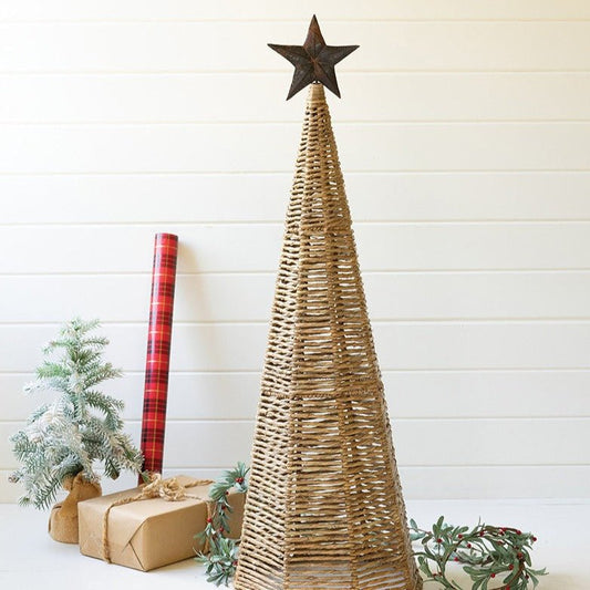 Tall Seagrass Christmas Tree with Metal Star