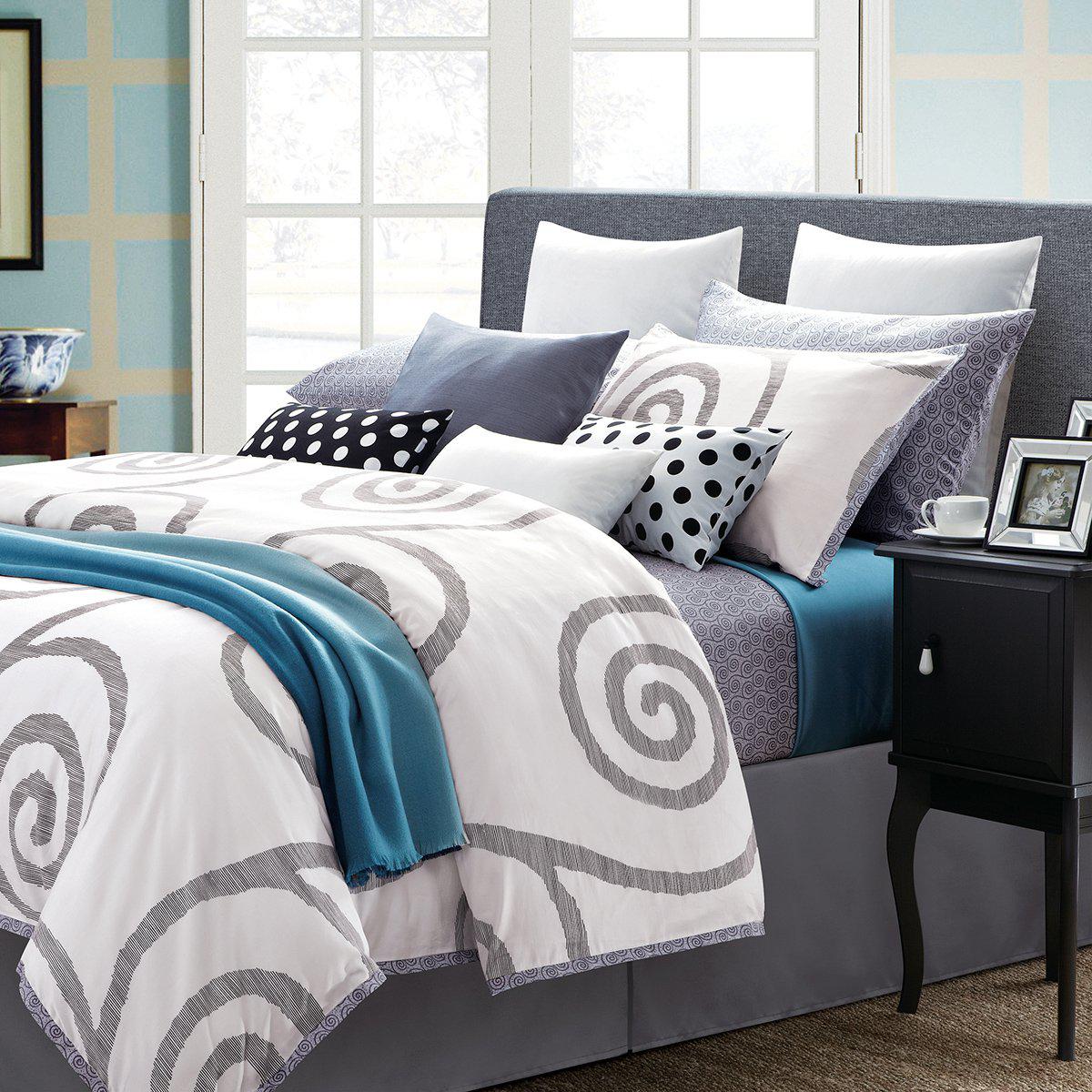 Serenity 7 Piece Cotton Duvet Cover Set-Royal Tradition-White-King-Egyptian Linens