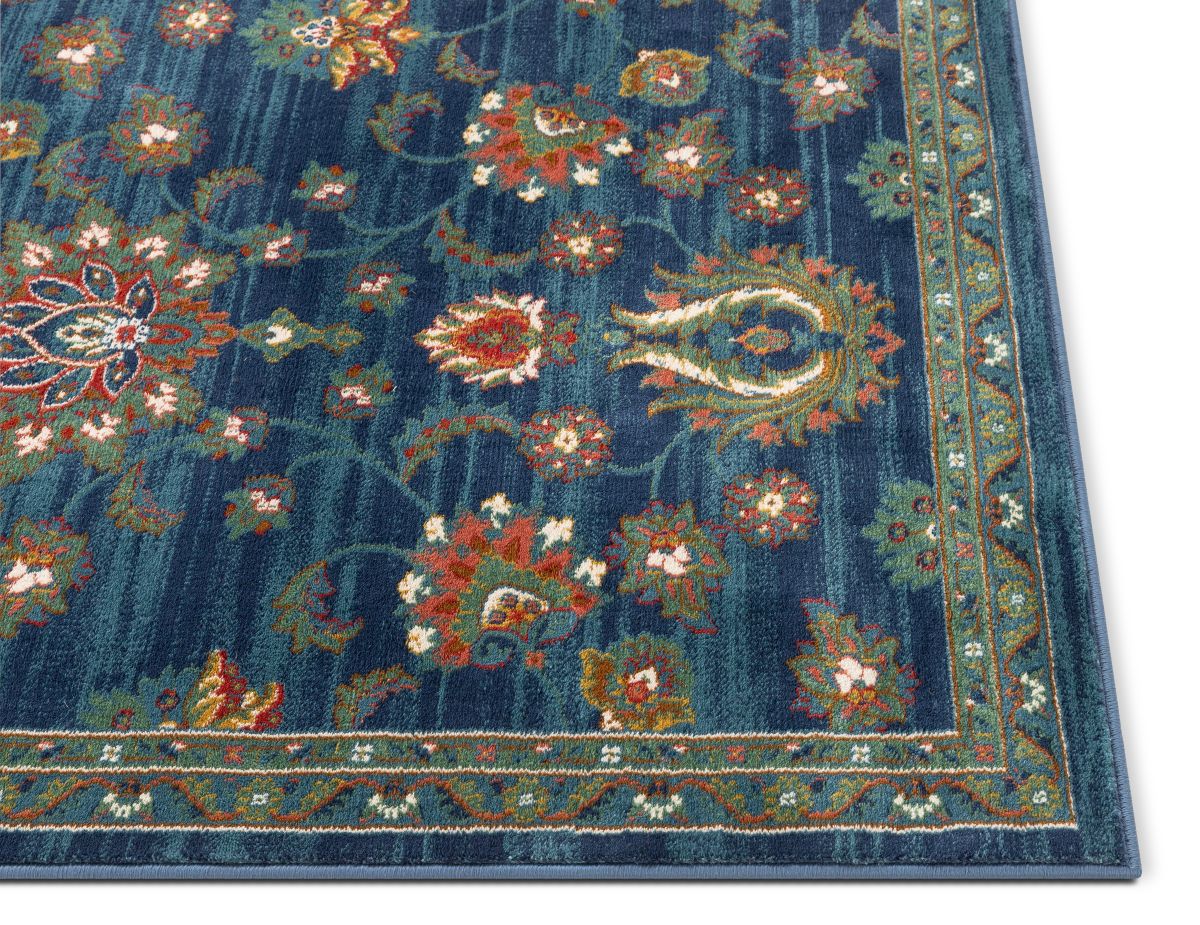 Arya Blue Traditional Oriental Distressed Rug