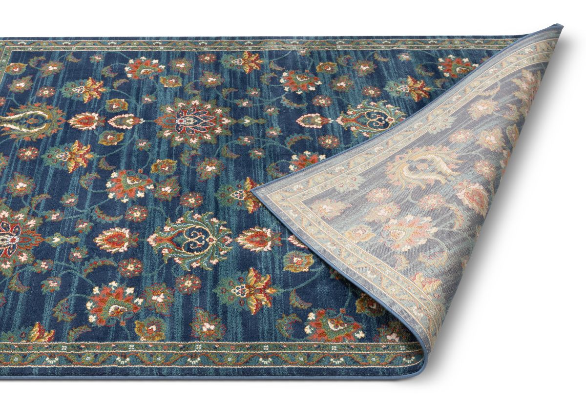 Arya Blue Traditional Oriental Distressed Rug