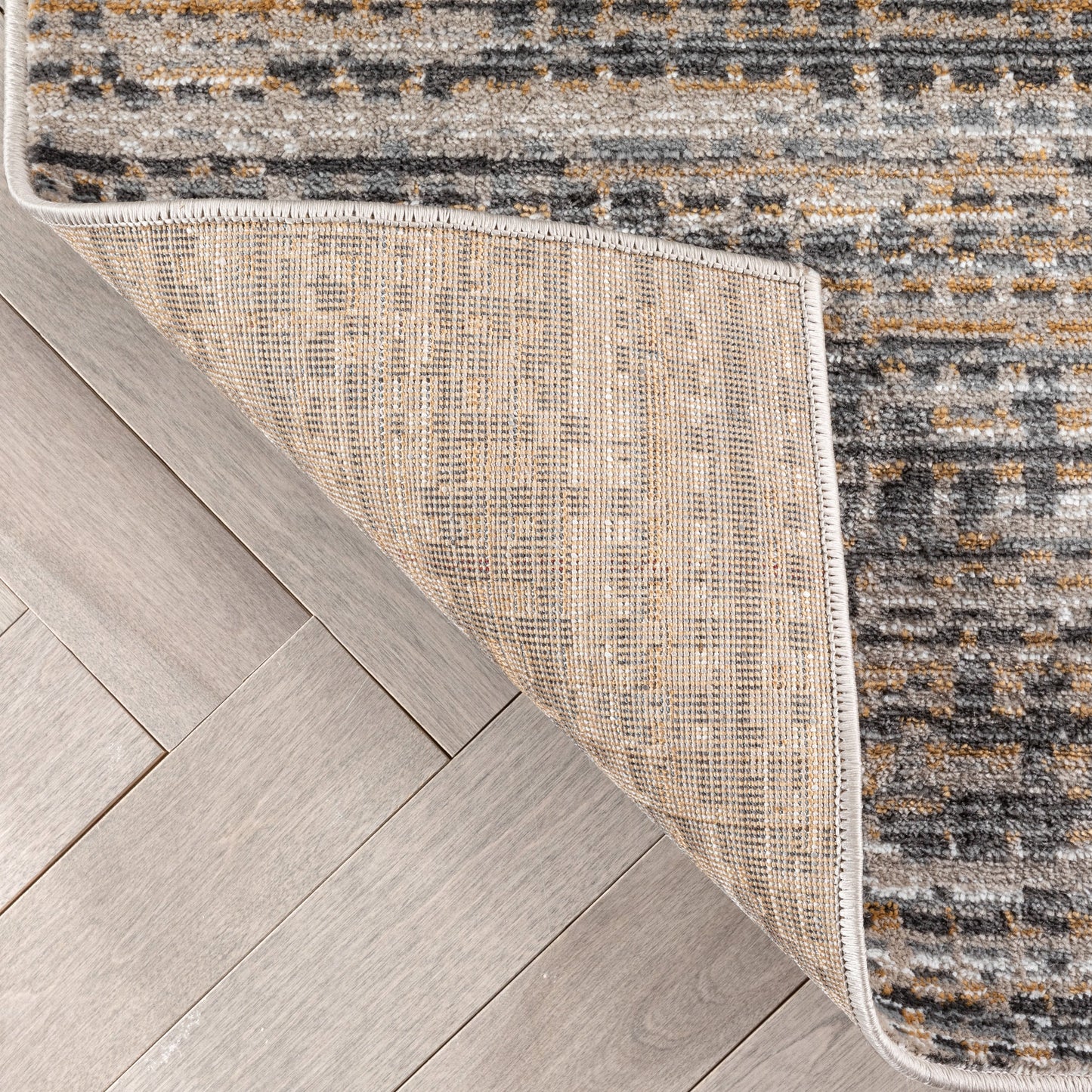 Zia Modern Abstract Striation Grey Beige Rug