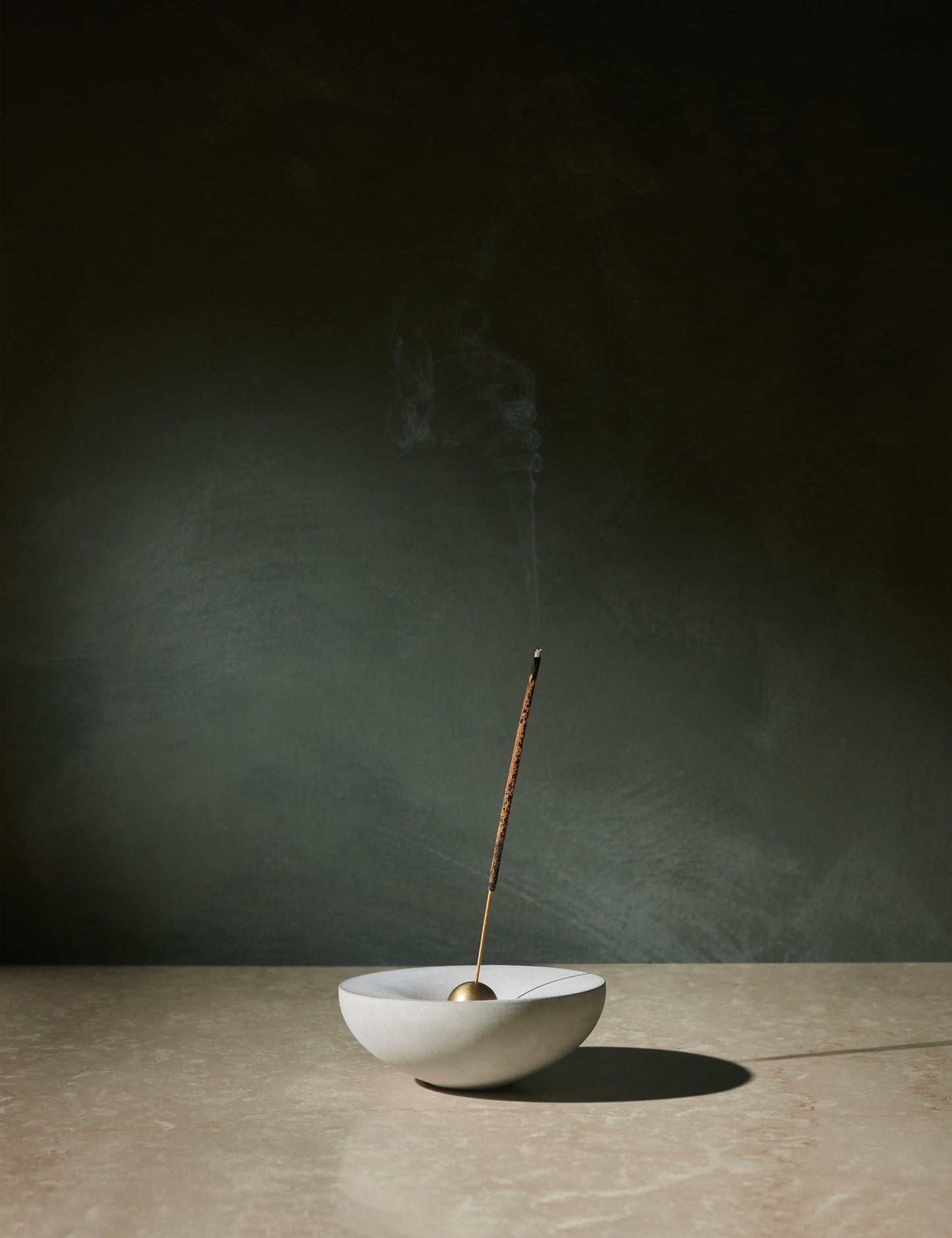 Vorta Concrete Candle Holder and Brass Incense Holder Set by Light + Ladder