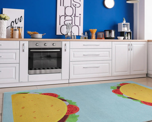 Taco Novelty Multi Blue Flat-Weave Rug
