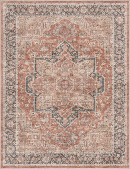 Bolona Vintage Oriental Floral Red Flat-Weave Rug