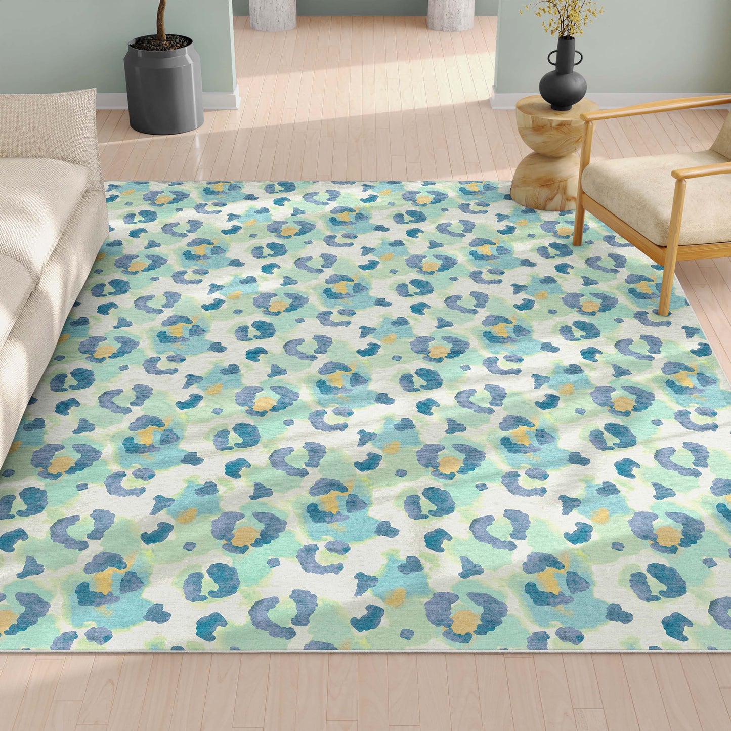 Animal Print Leopard Spot Pattern Flat-Weave Rug