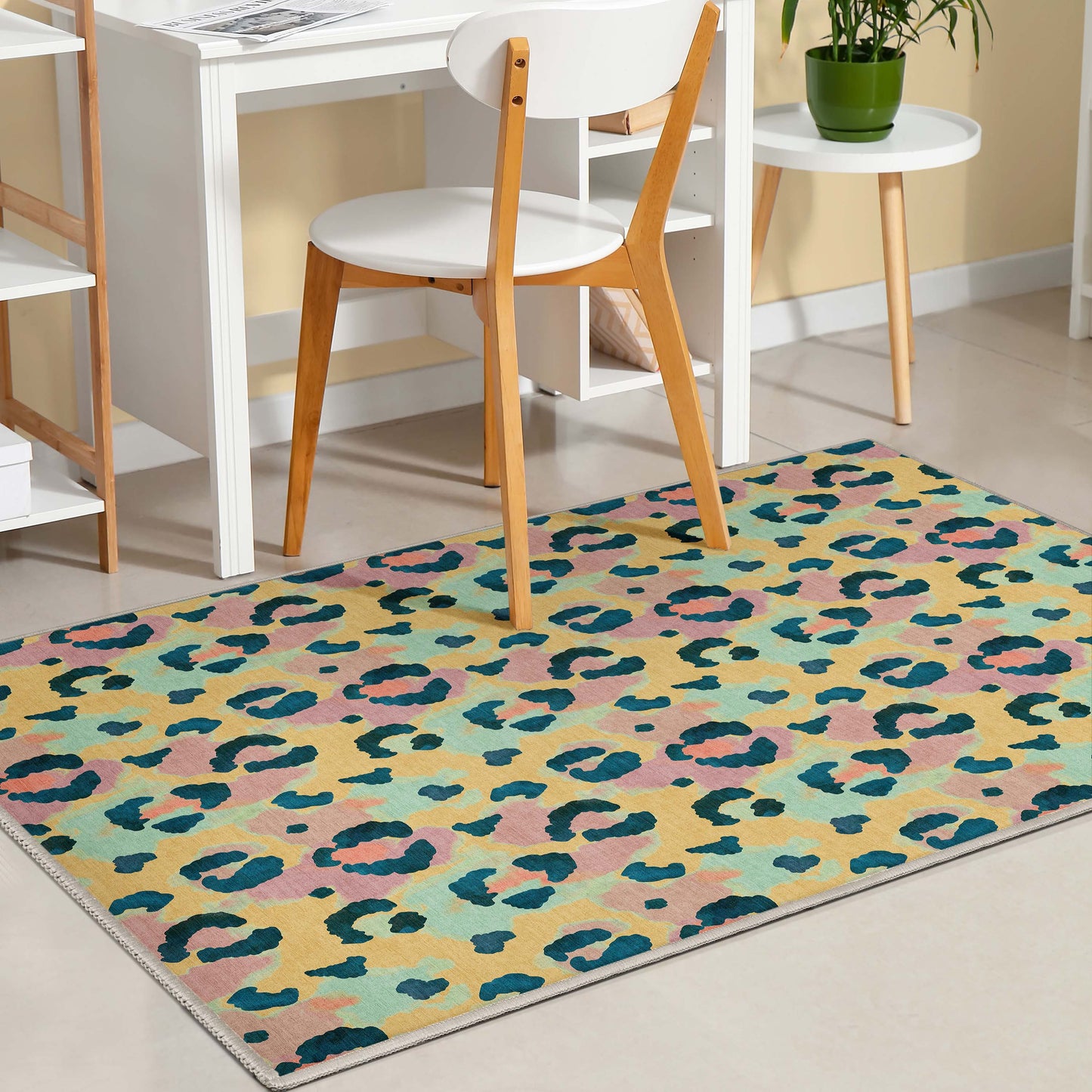 Animal Print Leopard Spot Pattern Flat-Weave Rug