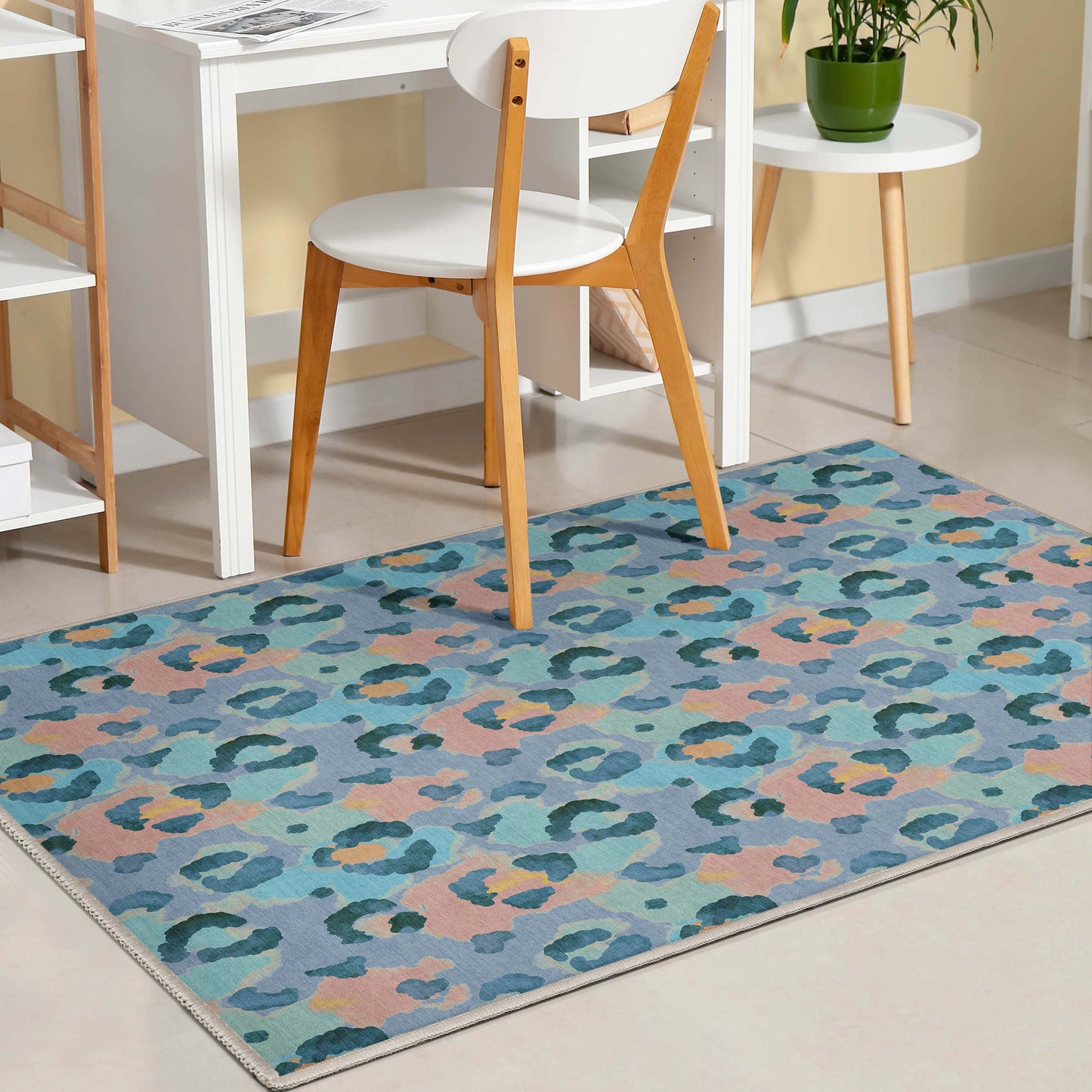 Animal Print Leopard Spot Pattern Flat-Weave Rug