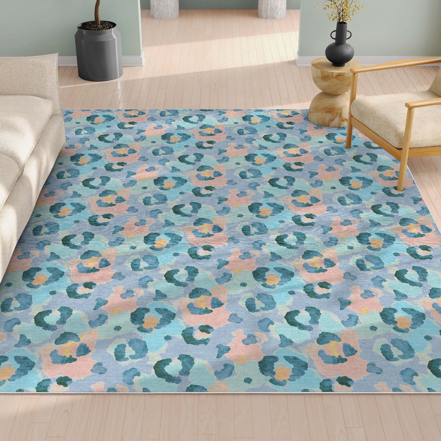 Animal Print Leopard Spot Pattern Flat-Weave Rug
