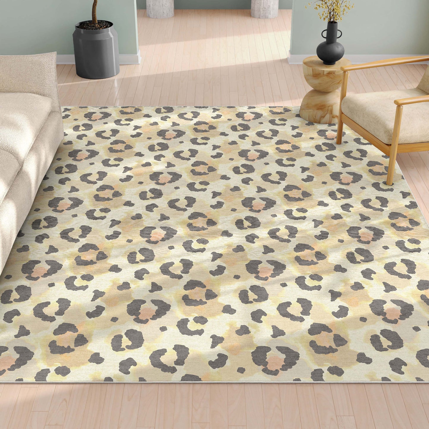 Animal Print Leopard Spot Pattern Flat-Weave Rug
