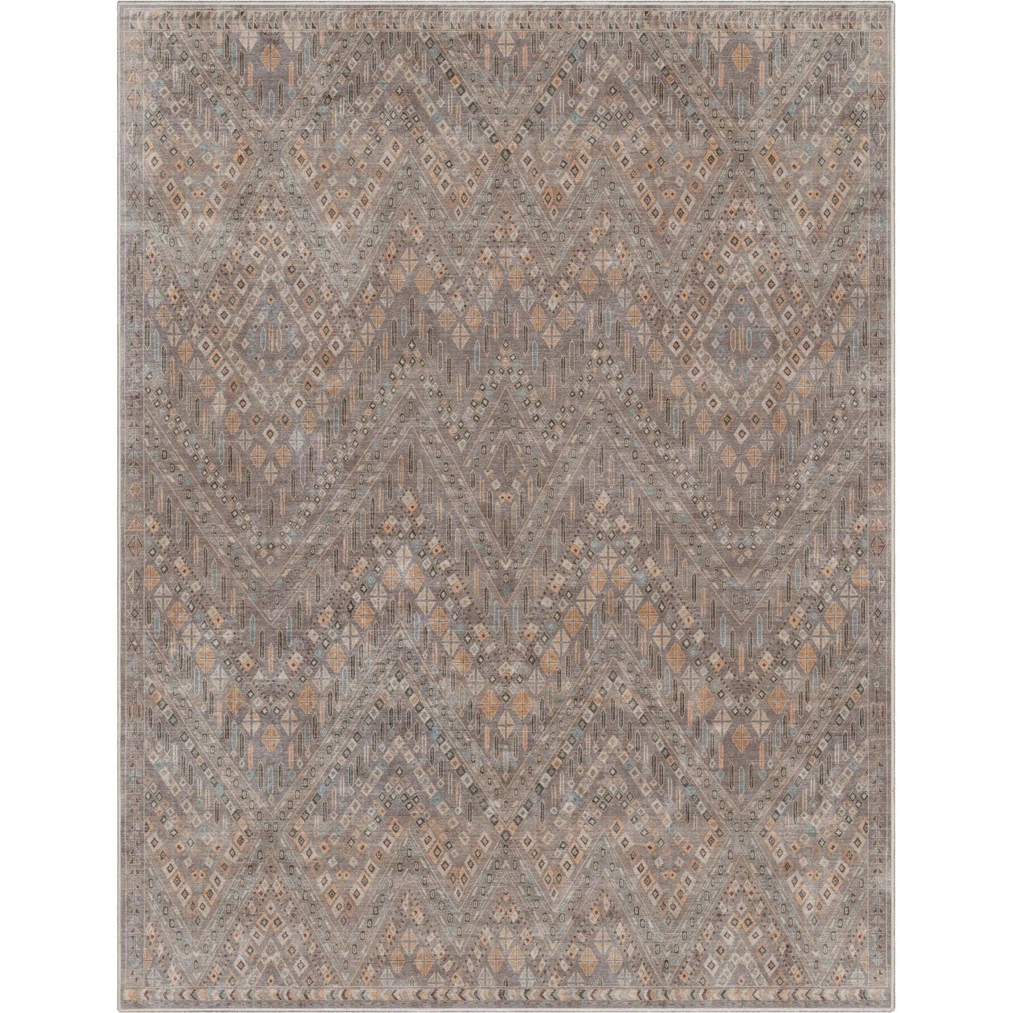 Anya Vintage Tribal Chevron Grey Flat-Weave Rug