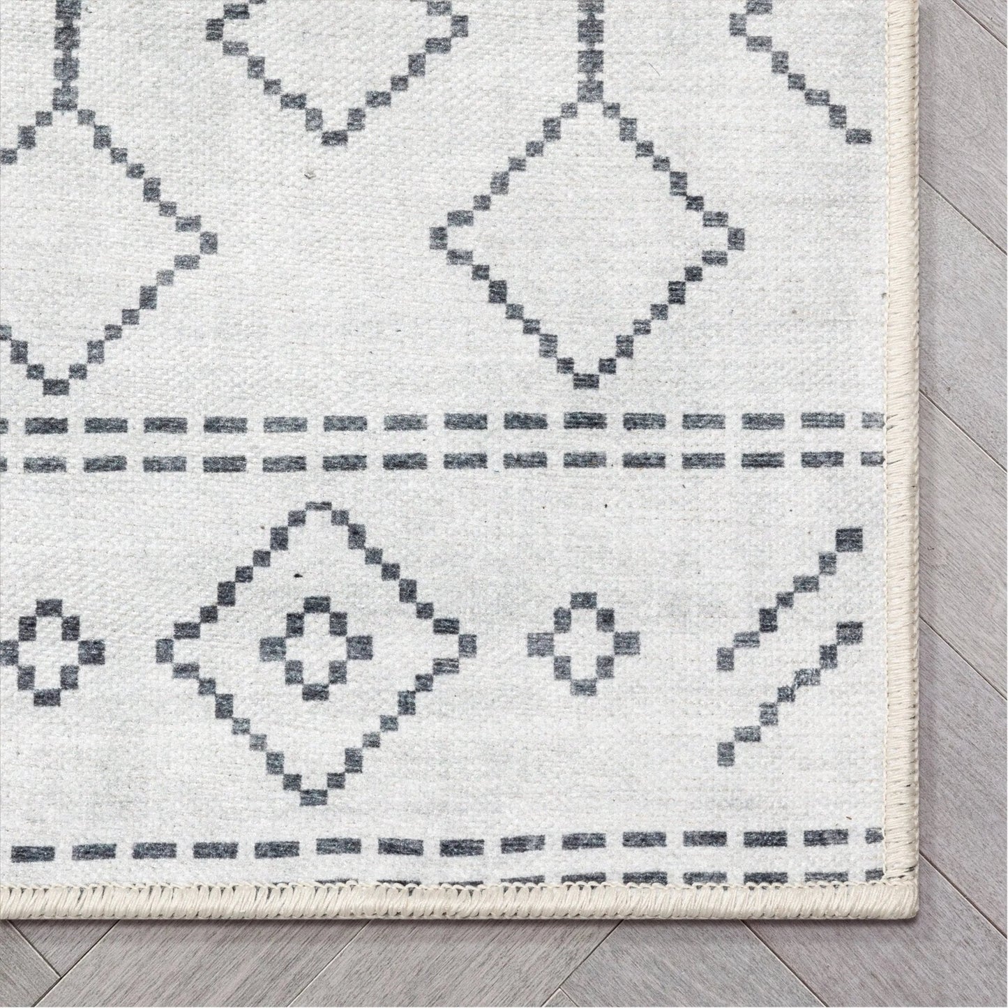 Anastasia Moroccan Trellis Pattern Ivory Grey Area Flat-Weave Rug
