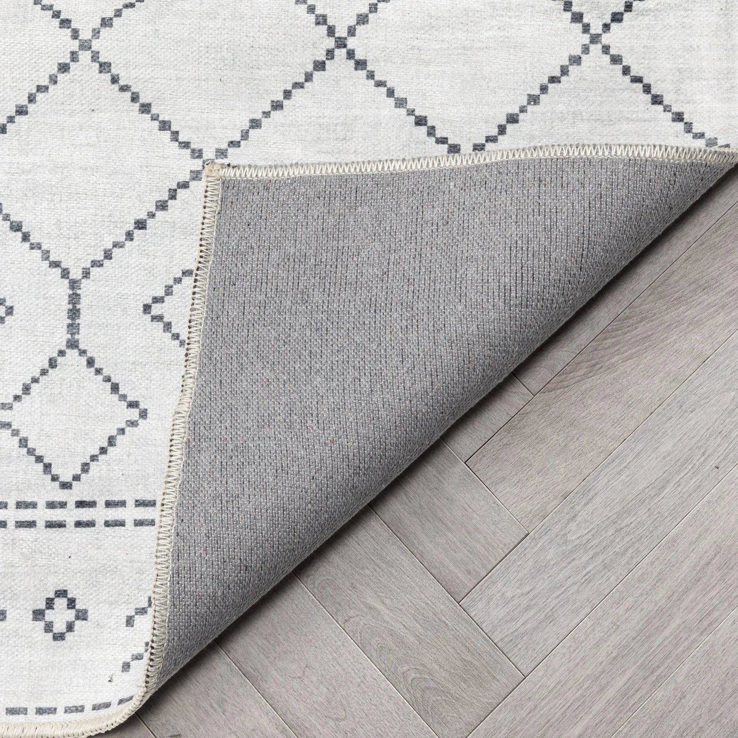 Anastasia Moroccan Trellis Pattern Ivory Grey Area Flat-Weave Rug