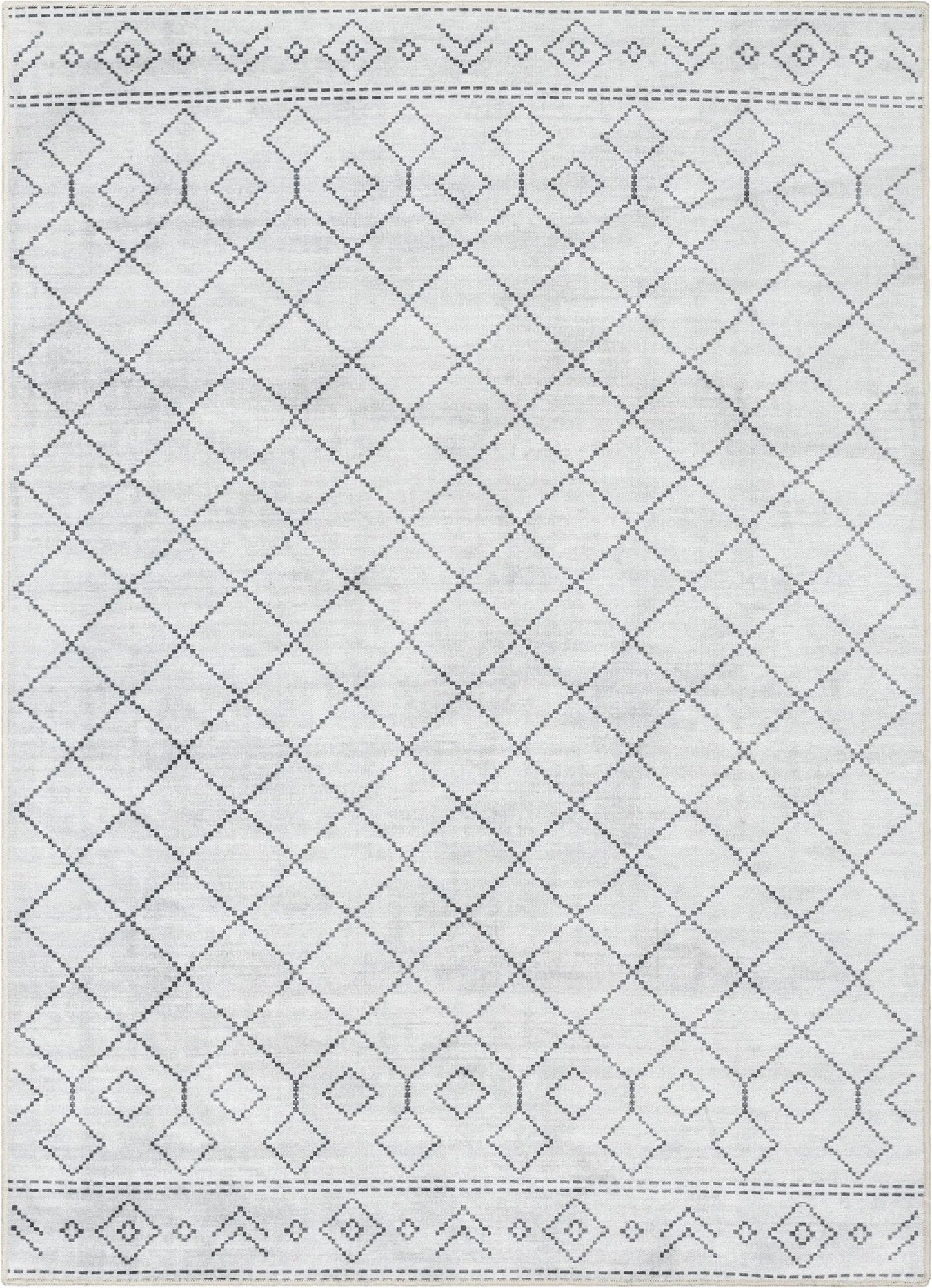Anastasia Moroccan Trellis Pattern Ivory Grey Area Flat-Weave Rug