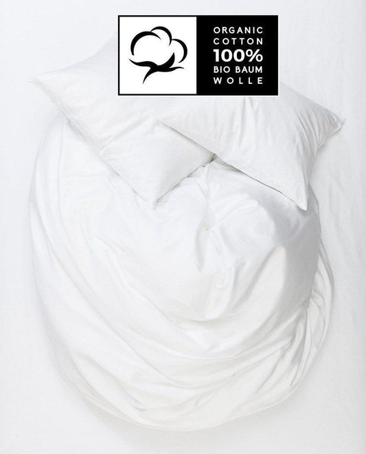 Organic Cotton Duvet Covers - White Organic Cotton Sateen Duvet Covers / Pillows - Naturale