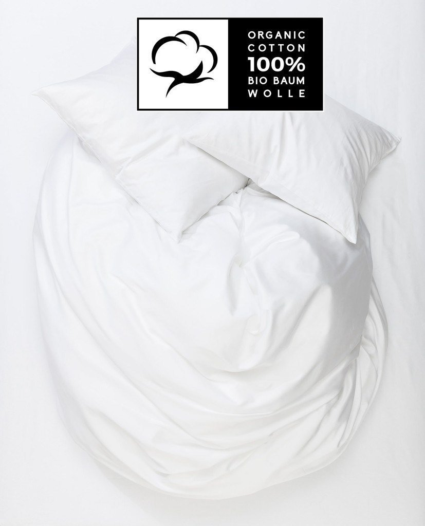 Organic Cotton Duvet Covers - White Organic Percale Cotton Duvet Covers / Pillows - Naturale
