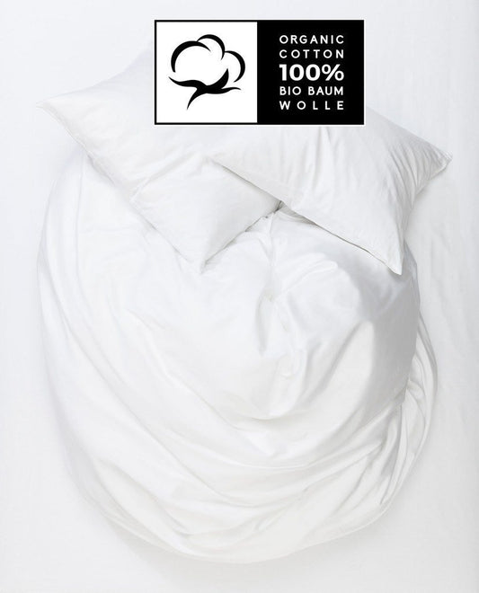 Organic Cotton Duvet Covers - White Organic Percale Cotton Duvet Covers / Pillows - Naturale