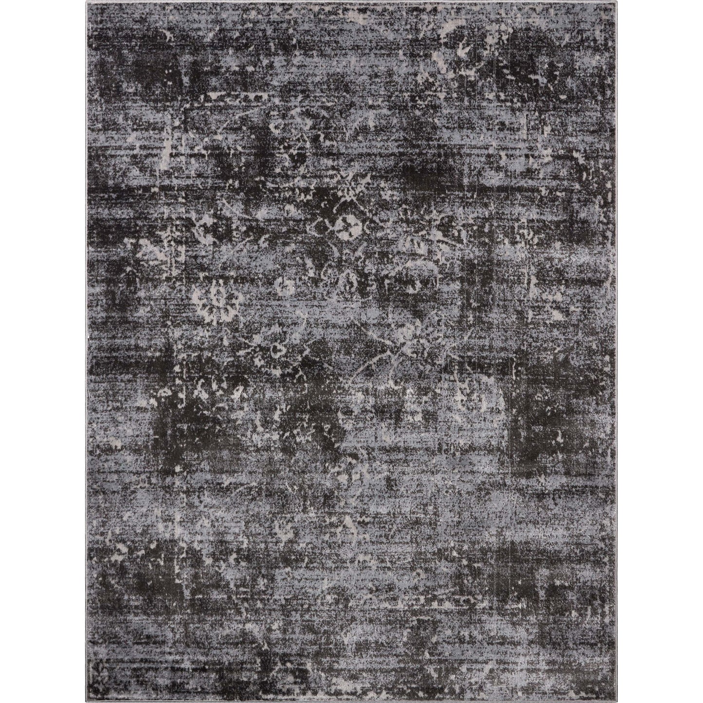 Thiva Vintage Oriental Floral Pattern Grey Rug