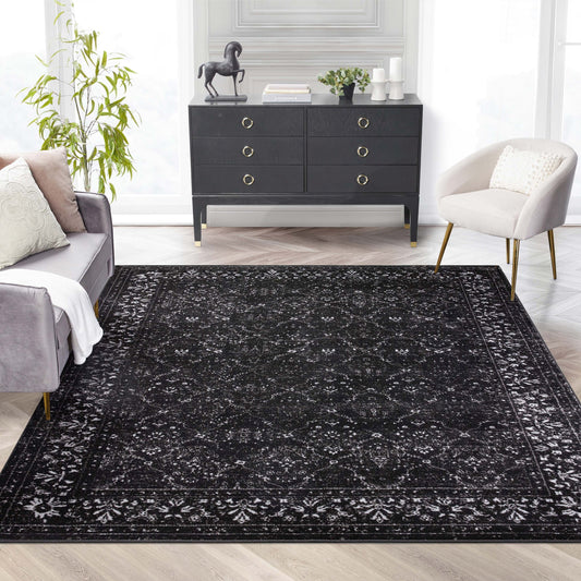 Argos Modern Vintage Lattice Black Rug