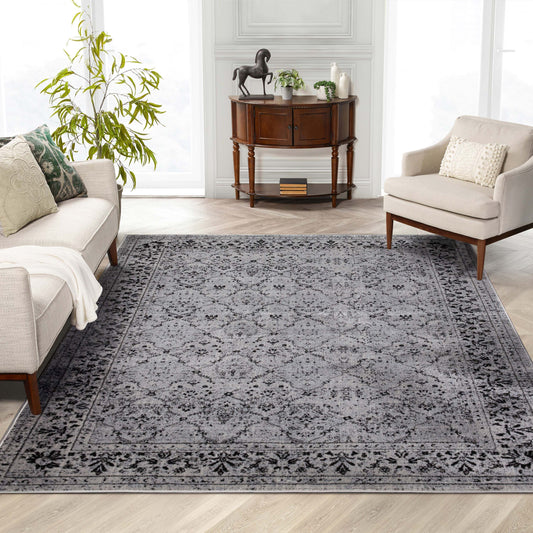 Argos Modern Vintage Lattice Grey Rug