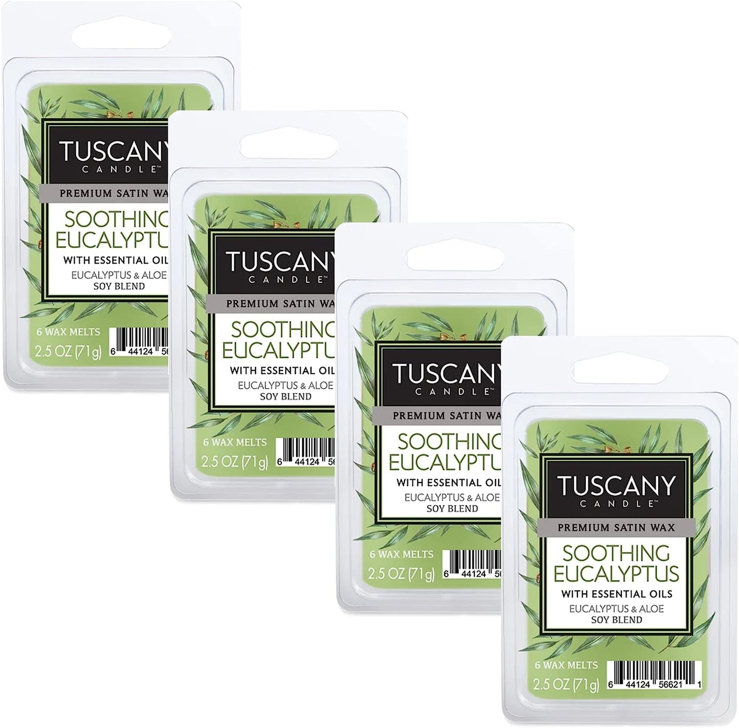 Tuscany Candle™ Premium Satin Wax - Wax Fragrance Melts - Soothing Eucalyptus - Wax Cubes Pack, Home Warmer Tart, Electric Wickless Candle Bar Air Freshener, Spa Aroma Decor Gift - 2.5 Oz (4-Pack)