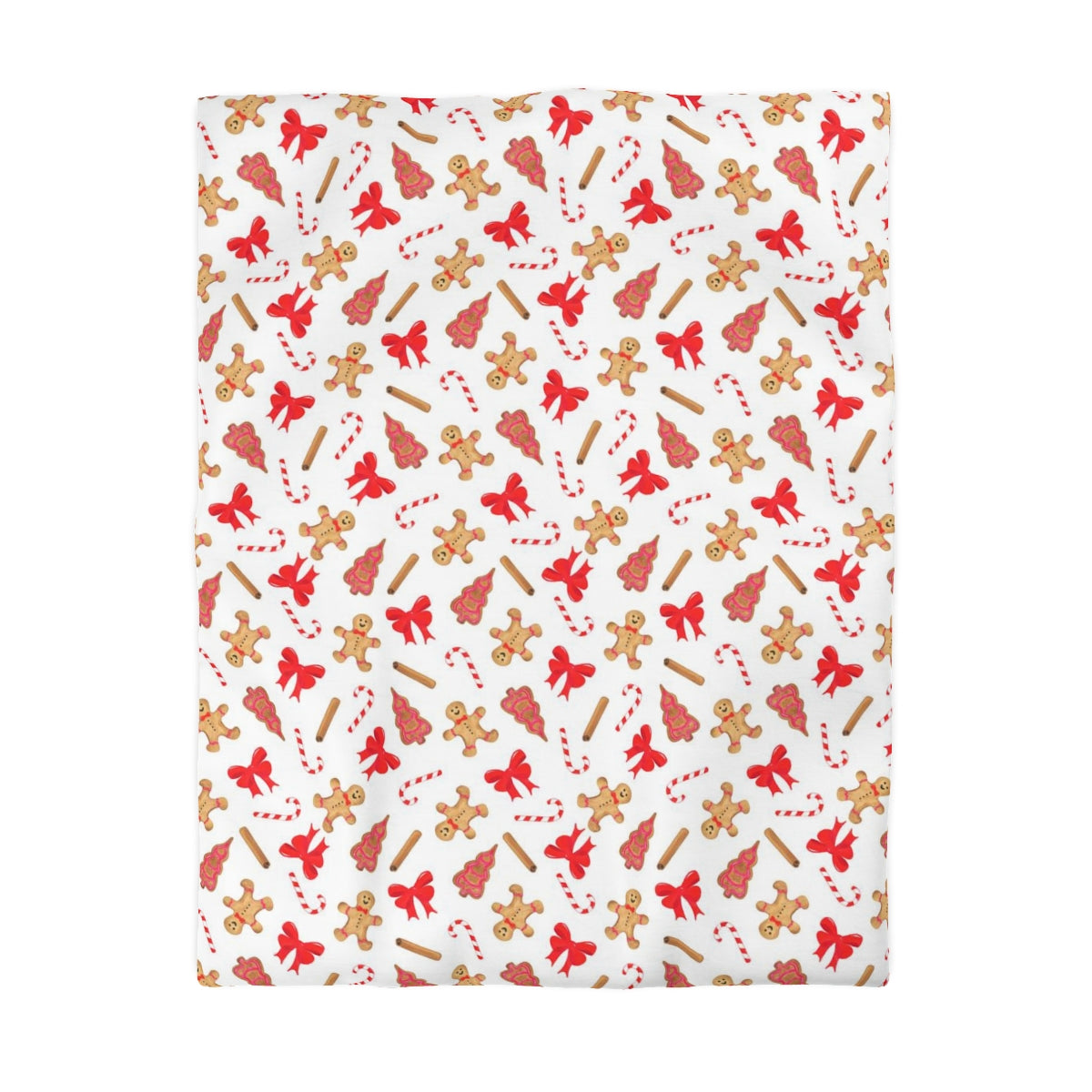 Christmas Duvet Cover, Xmas Gingerbread Candy Cane Holiday Bedding Queen King Full Twin XL Designer Bed Quilt Bedroom Decor Starcove Fashion