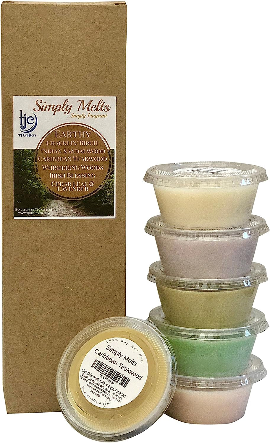 Scented Wax Melts Variety Pack - Hand Poured Natural Soy Candle Wax Melts for Warmers, 6 Resealable Cups (2.2 Ounces Each, 13.2 Ounces Total), up to 40 Hours of Scent Throw per Quarter Cup (Relaxing) Home & Garden > Decor > Home Fragrances > Wax Tarts Simply Fragrant Home Earthy