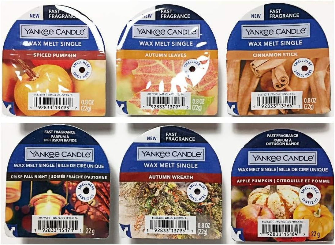Yankee Candle Lot of 6 Assorted Tarts Wax Melt Singles - Fall Collection Sampler Home & Garden > Decor > Home Fragrances > Wax Tarts Yankee Candle Fall Pouch