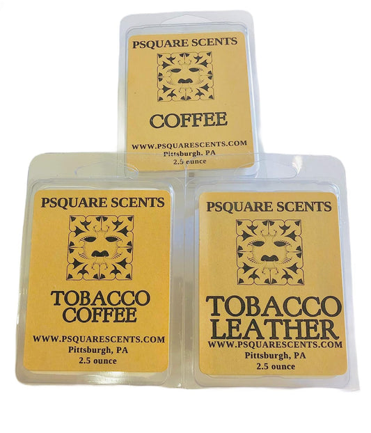 WAX MELTS | COFFEE | TOBACCO COFFEE | TOBACCO LEATHER | Natural SOY Wax Tarts with 6 Cubes | Hand Poured in Pittsburgh PA, USA | Aromatherapy Fragrance | Luxury Scented & Long Lasting