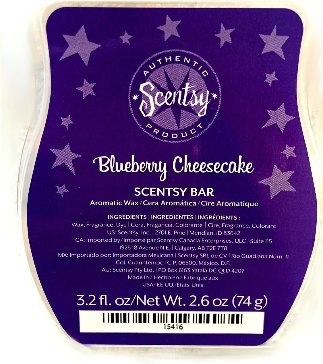 1 X Skinny Dippin' Scentsy Bar Wickless Candle Tart Warmer Wax 3.2 Fl Oz, 8 Squares Home & Garden > Decor > Home Fragrances > Wax Tarts Scentsy Blueberry Cheesecake