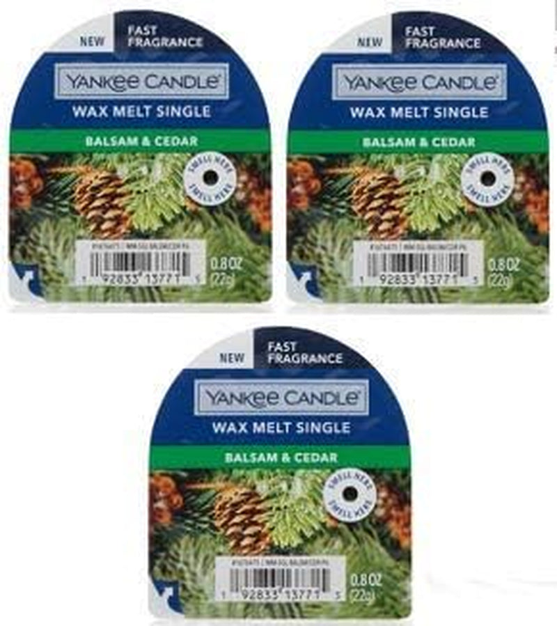 Yanke Candle 3 Pack Balsam and Cedar Wax Melt Single 0.8 Oz.