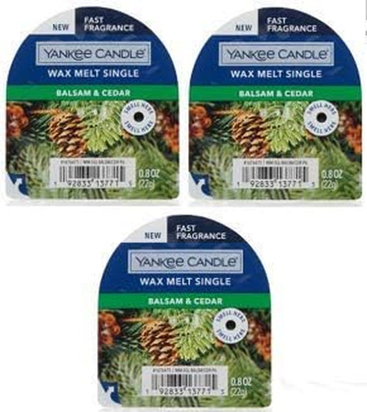 Yanke Candle 3 Pack Balsam and Cedar Wax Melt Single 0.8 Oz.