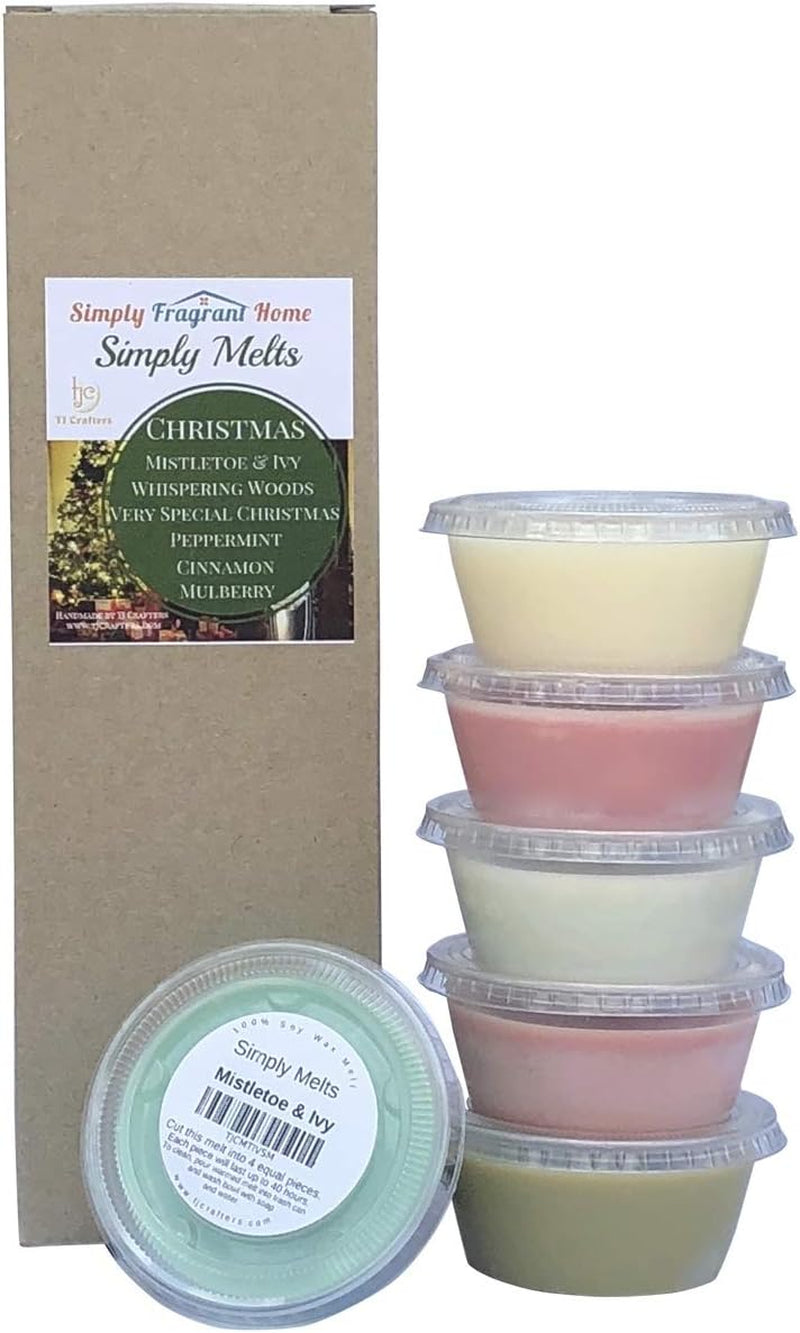 Scented Wax Melts Variety Pack - Hand Poured Natural Soy Candle Wax Melts for Warmers, 6 Resealable Cups (2.2 Ounces Each, 13.2 Ounces Total), up to 40 Hours of Scent Throw per Quarter Cup (Relaxing) Home & Garden > Decor > Home Fragrances > Wax Tarts Simply Fragrant Home Christmas