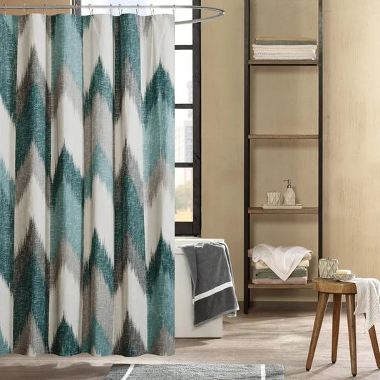 Alpine Cotton Printed Shower Curtain Aqua