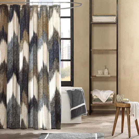 Alpine Cotton Printed Shower Curtain Navy
