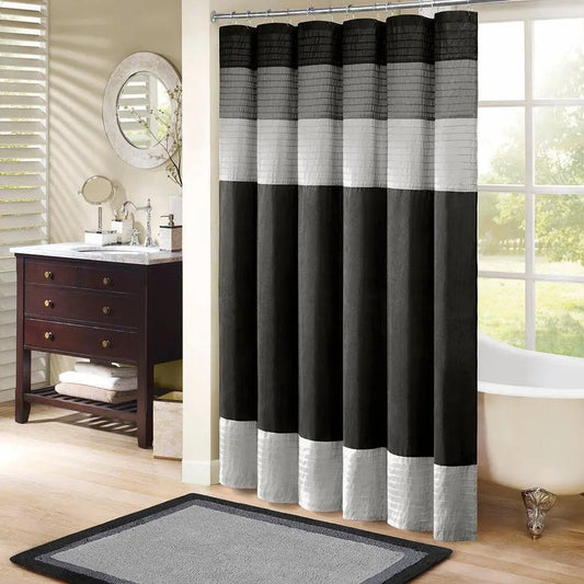 Amherst Faux Silk Shower Curtain Black