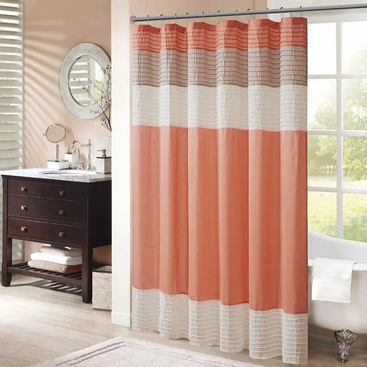 Amherst Faux Silk Shower Curtain Coral