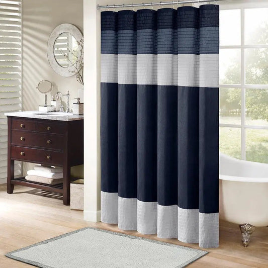 Amherst Faux Silk Shower Curtain Navy