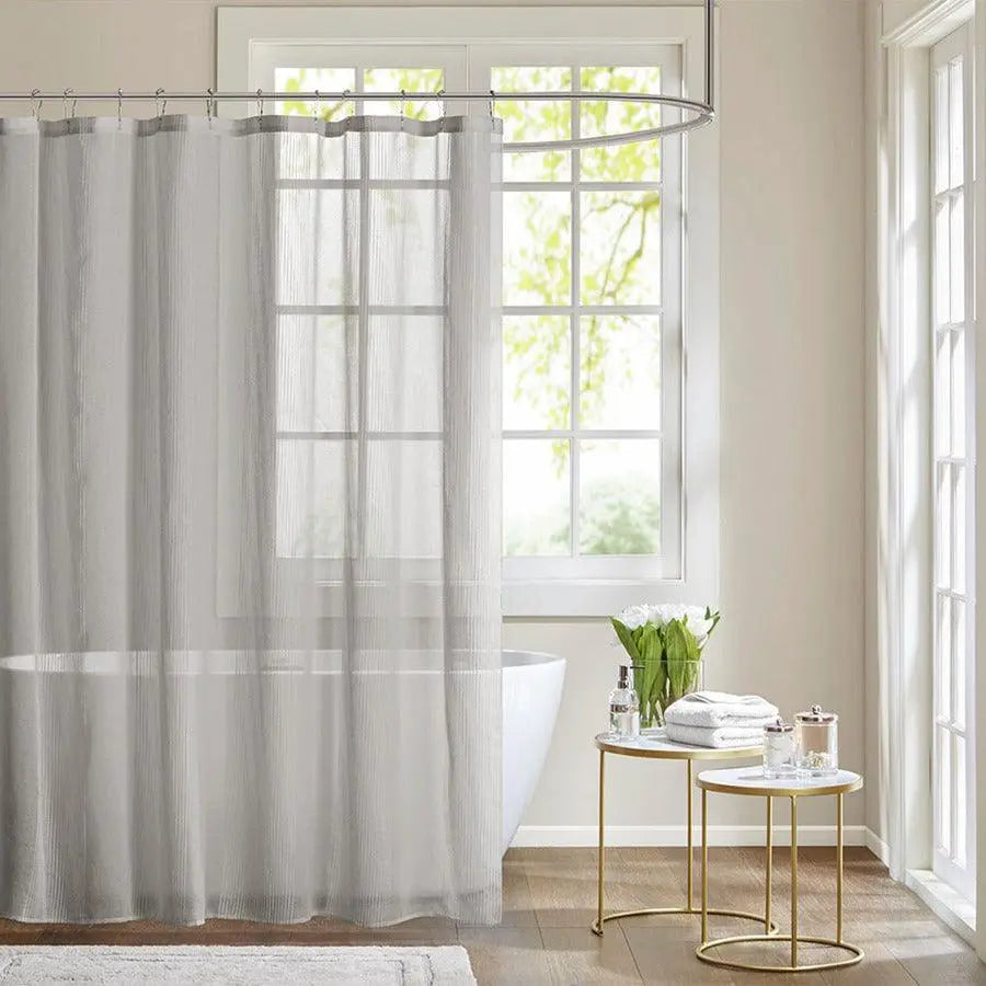 Anna Sheer Shower Curtain Grey