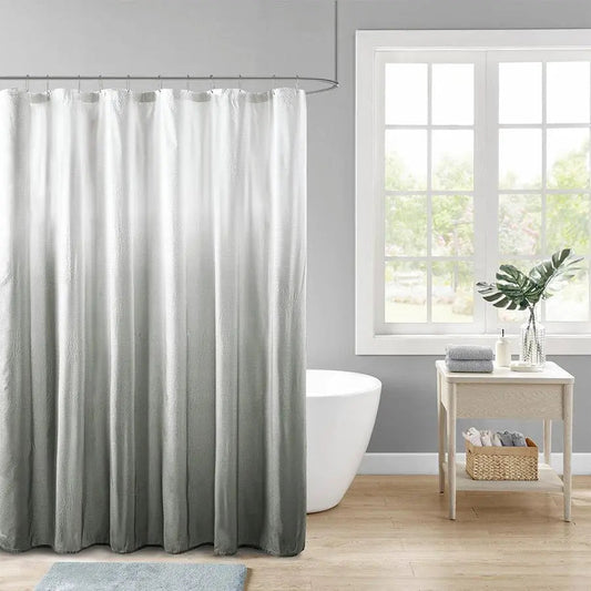 Ara Ombre Printed Seersucker Shower Curtain Grey