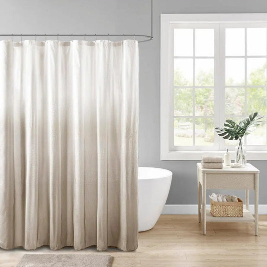 Ara Ombre Printed Seersucker Shower Curtain Taupe