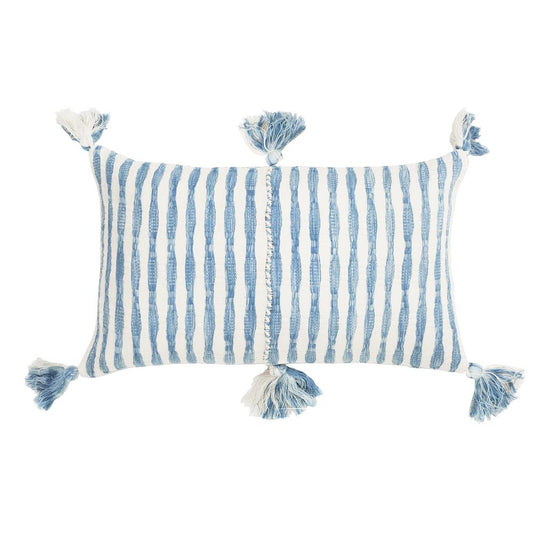 Antigua Lumbar Pillow - Faded Indigo Striped
