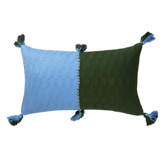 Antigua Lumbar Pillow - Olive + Blue