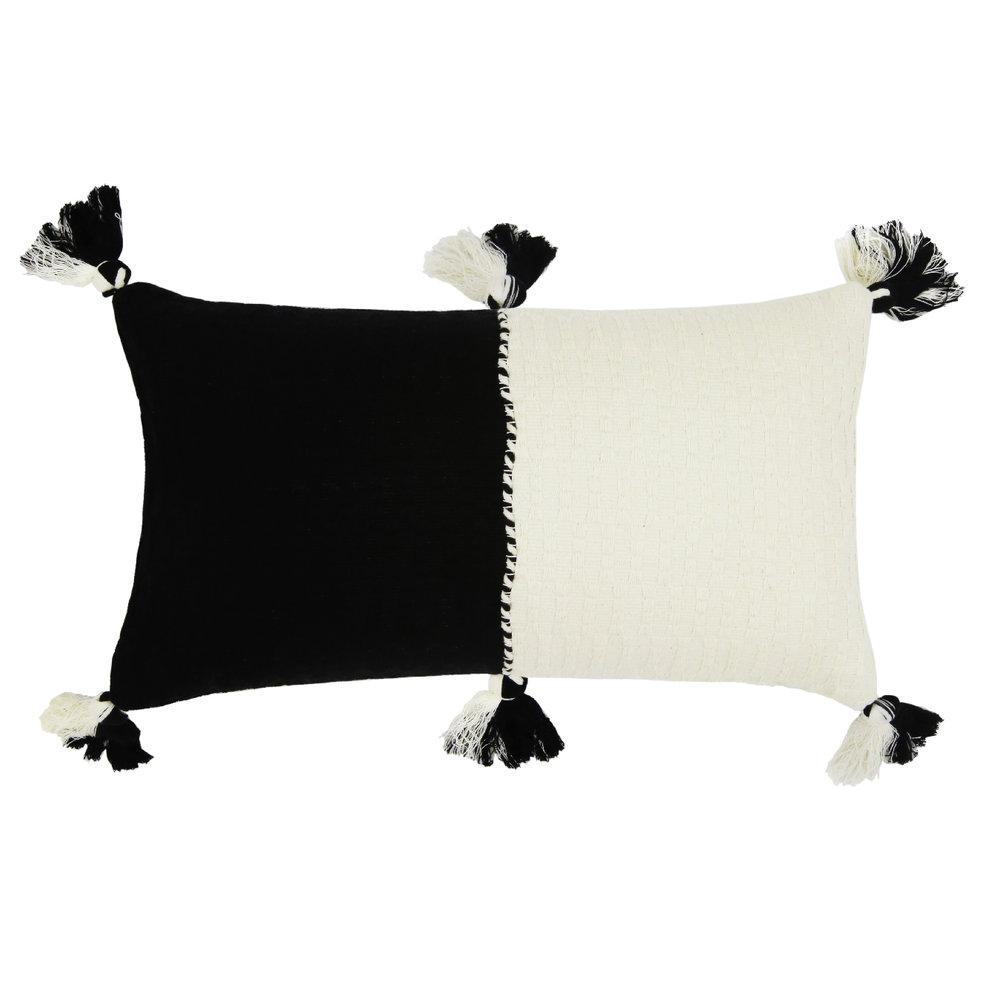 Antigua Lumbar Pillow - White + Black