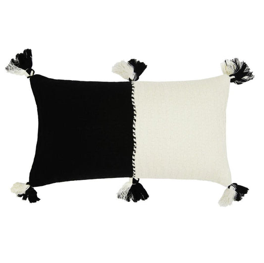 Antigua Lumbar Pillow - White + Black