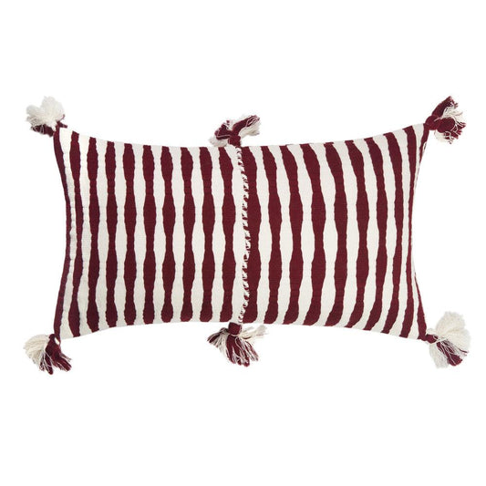 Antigua Lumbar Pillow - Burgundy Striped