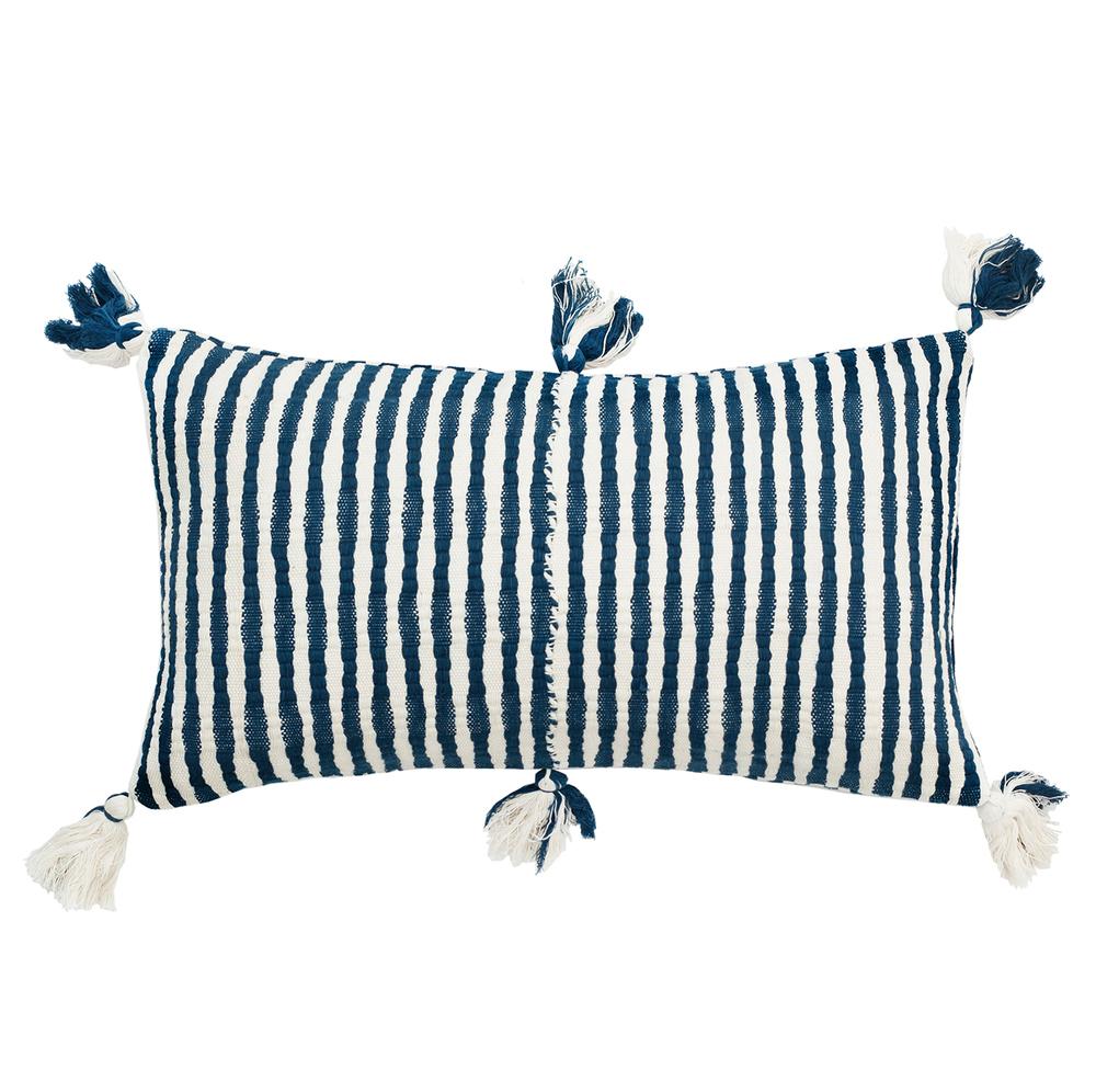 Antigua Lumbar Pillow - Dark Teal Striped