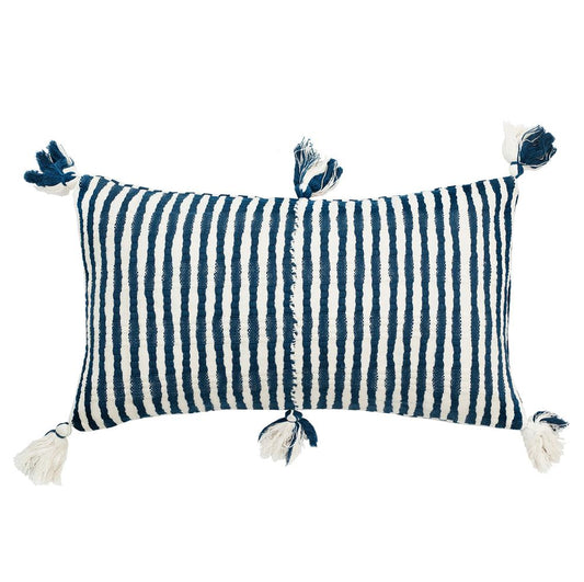 Antigua Lumbar Pillow - Dark Teal Striped