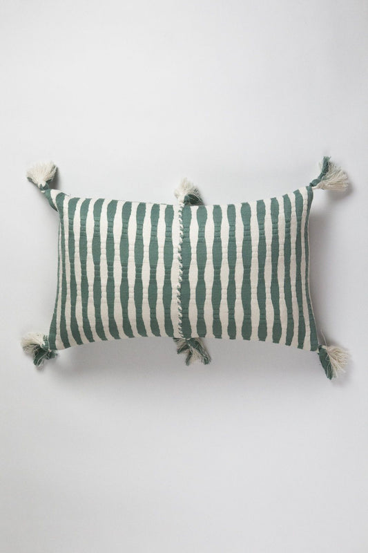 Antigua Lumbar Pillow - Dusty Green Striped